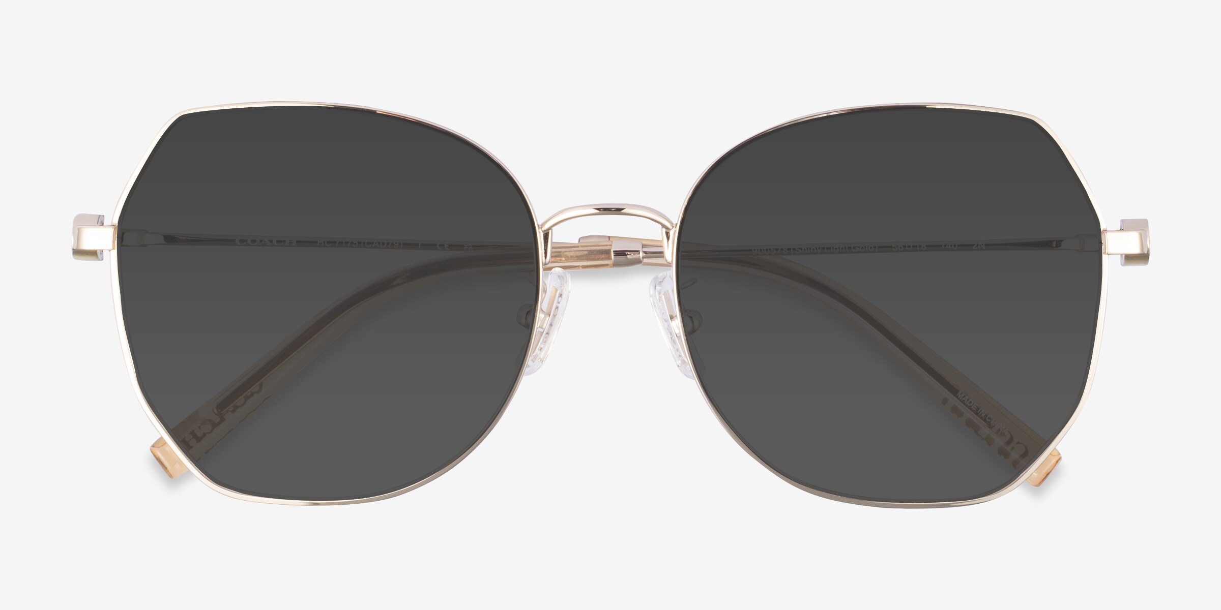 Coach HC7175 CAD79 - Geometric Shiny Light Gold Frame Sunglasses