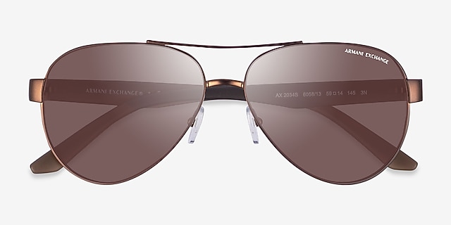 Armani Exchange AX2034S Matte Dark Brown MetalSunglass Frames from EyeBuyDirect, Closed View