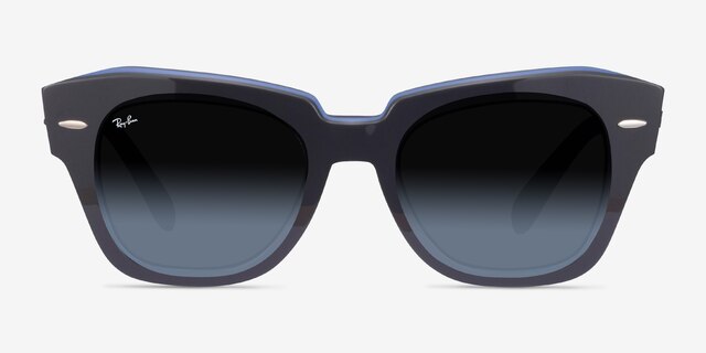 Ray-Ban State Street Gray On Transparent Blue AcetateSunglass Frames from EyeBuyDirect, Front View