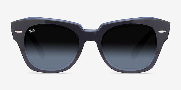 Ray-Ban State Street Gray On Transparent Blue Acetate Sunglass Frames