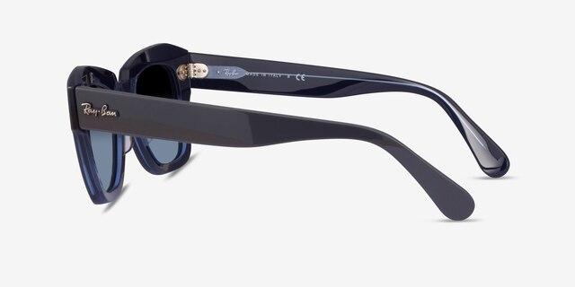 Ray-Ban State Street Gray On Transparent Blue AcetateSunglass Frames from EyeBuyDirect, Side View
