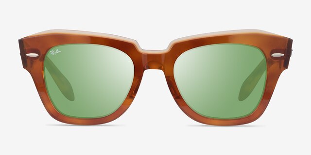Ray-Ban State Street Havana On Transparent Beige AcetateSunglass Frames from EyeBuyDirect, Front View