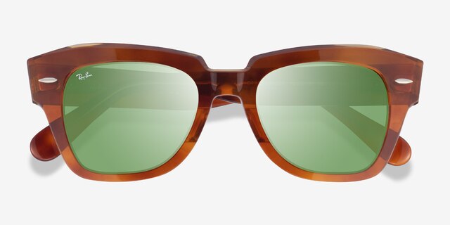 Ray-Ban State Street Havana On Transparent Beige AcetateSunglass Frames from EyeBuyDirect, Closed View