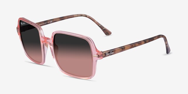 Ray-Ban Square II Transparent Pink AcetateSunglass Frames from EyeBuyDirect, Angle View