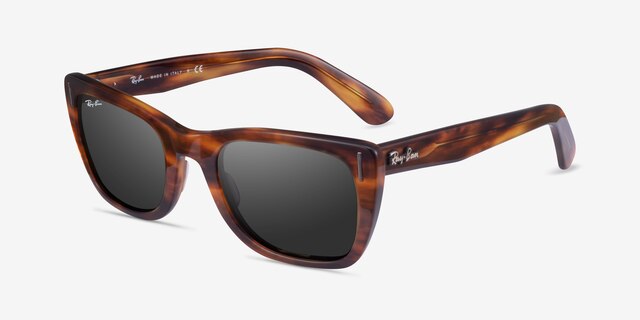 Ray-Ban Caribbean Striped Havana AcetateSunglass Frames from EyeBuyDirect, Angle View