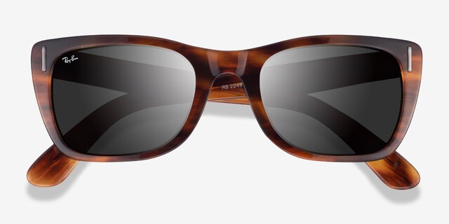 Ray-Ban Caribbean Striped Havana AcetateSunglass Frames from EyeBuyDirect, Closed View