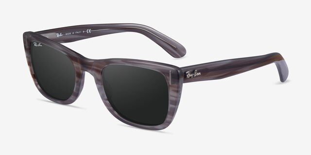 Ray-Ban Caribbean Striped Gray AcetateSunglass Frames from EyeBuyDirect, Angle View