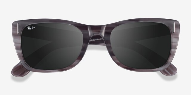 Ray-Ban Caribbean Striped Gray AcetateSunglass Frames from EyeBuyDirect, Closed View
