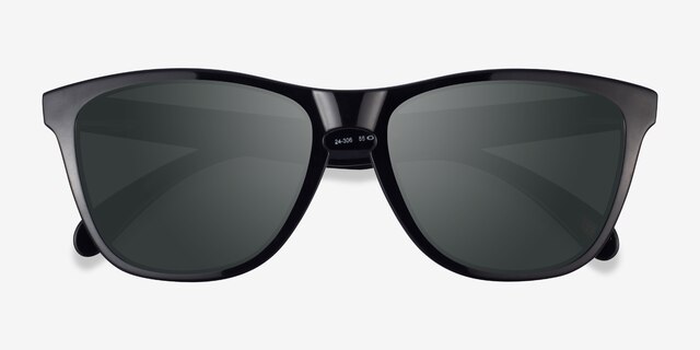 Oakley Frogskins Polished Black PlasticSunglass Frames from EyeBuyDirect, Closed View