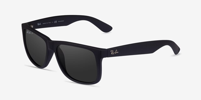 Ray-Ban Justin Black PlasticSunglass Frames from EyeBuyDirect, Angle View