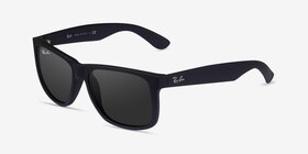 Ray-Ban Justin Matte Black Plastique Soleil de Lunette de vue d'EyeBuyDirect, Vue d'Angle
