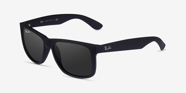 Ray-Ban Justin Matte Black PlasticSunglass Frames from EyeBuyDirect, Angle View