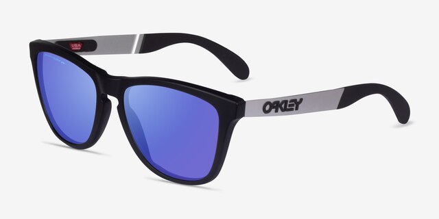 Oakley Frogskins Mix Black PlasticSunglass Frames from EyeBuyDirect, Angle View