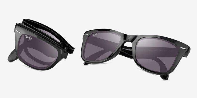 Ray-Ban RB4105 Black PlasticSunglass Frames from EyeBuyDirect, Side View