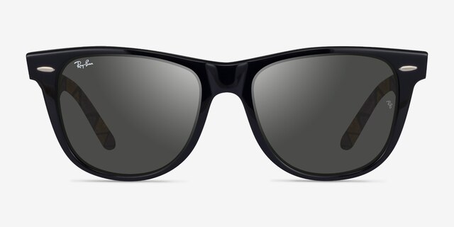 Ray-Ban RB2140 Wayfarer Satin Black AcetateSunglass Frames from EyeBuyDirect, Front View
