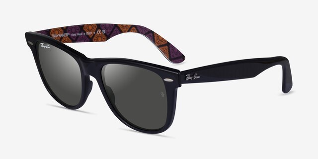 Ray-Ban RB2140 Wayfarer Satin Black AcetateSunglass Frames from EyeBuyDirect, Angle View