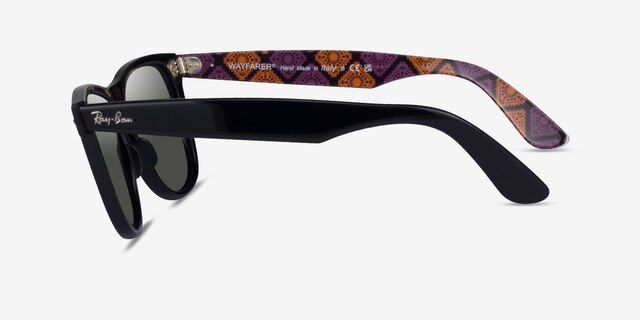 Ray-Ban RB2140 Wayfarer Satin Black AcetateSunglass Frames from EyeBuyDirect, Side View