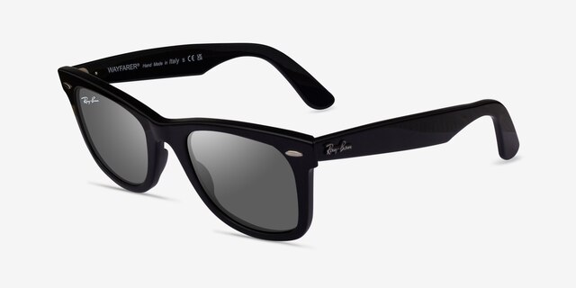 Ray-Ban RB2140 Wayfarer Shiny Black AcetateSunglass Frames from EyeBuyDirect, Angle View
