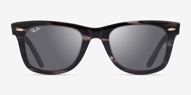 Ray-Ban RB2140 Wayfarer Striped Gray AcetateSunglass Frames from EyeBuyDirect, Front View