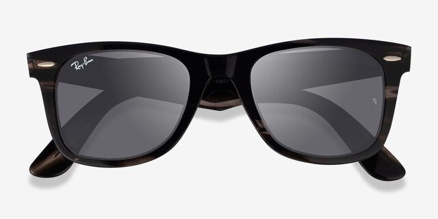 Ray-Ban RB2140 Wayfarer Striped Gray AcetateSunglass Frames from EyeBuyDirect, Closed View