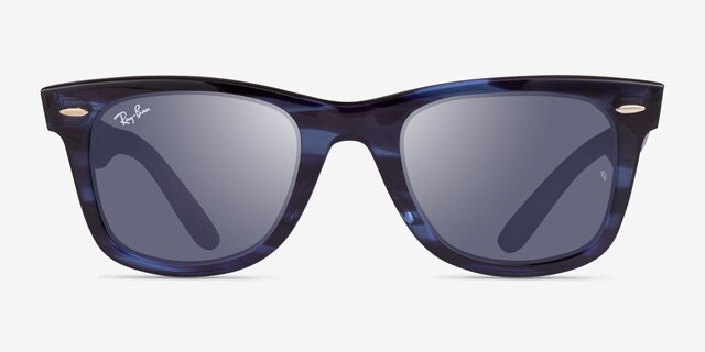 Ray-Ban RB2140 Wayfarer Striped Blue AcetateSunglass Frames from EyeBuyDirect, Front View
