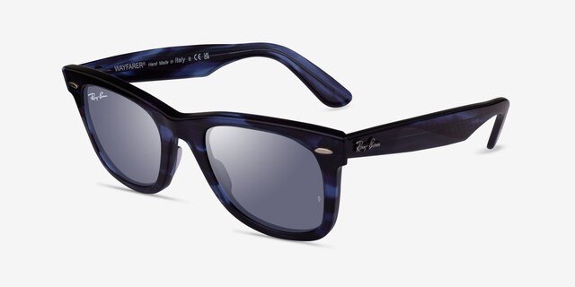 Ray-Ban RB2140 Wayfarer Striped Blue AcetateSunglass Frames from EyeBuyDirect, Angle View