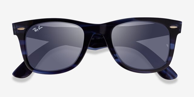 Ray-Ban RB2140 Wayfarer Striped Blue AcetateSunglass Frames from EyeBuyDirect, Closed View