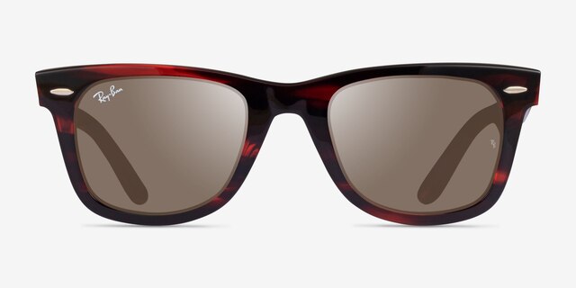 Ray-Ban RB2140 Wayfarer Striped Red AcetateSunglass Frames from EyeBuyDirect, Front View