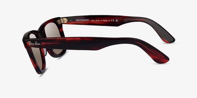 Ray-Ban RB2140 Wayfarer Striped Red AcetateSunglass Frames from EyeBuyDirect, Side View