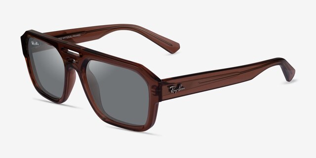Ray-Ban RB4397 Corrigan Transparent Brown Eco-friendlySunglass Frames from EyeBuyDirect, Angle View