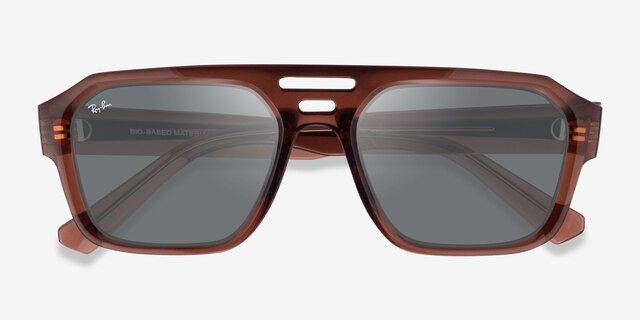 Ray-Ban RB4397 Corrigan Transparent Brown Eco-friendlySunglass Frames from EyeBuyDirect, Closed View