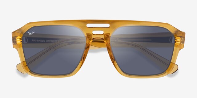 Ray-Ban RB4397 Corrigan Transparent Yellow Eco-friendlySunglass Frames from EyeBuyDirect, Closed View