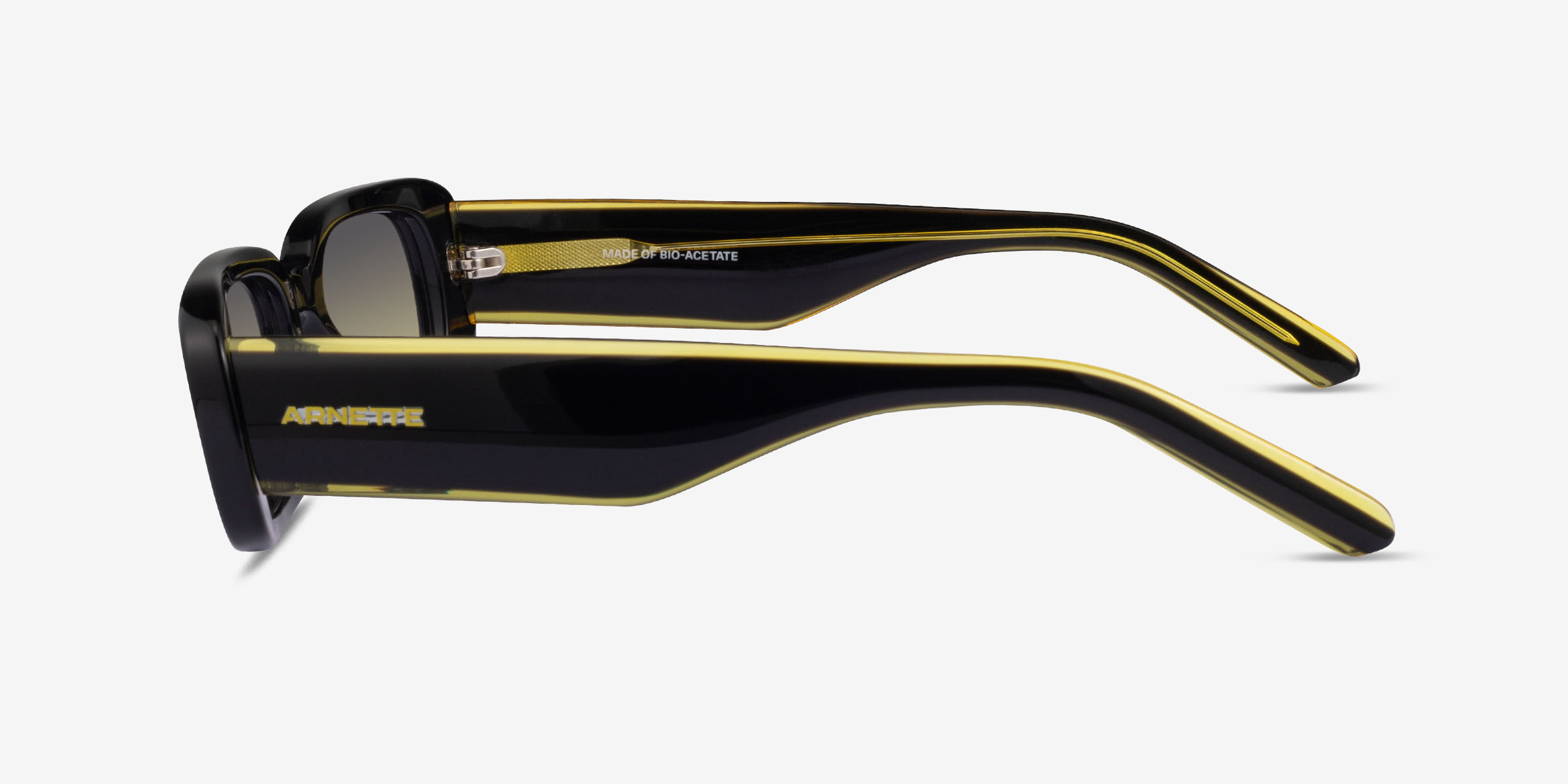 ARNETTE Litty - Rectangle Black Yellow Frame Sunglasses For Men ...