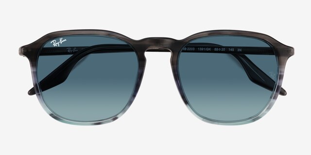 Ray-Ban RB2203 Striped Gray Blue AcetateSunglass Frames from EyeBuyDirect, Closed View