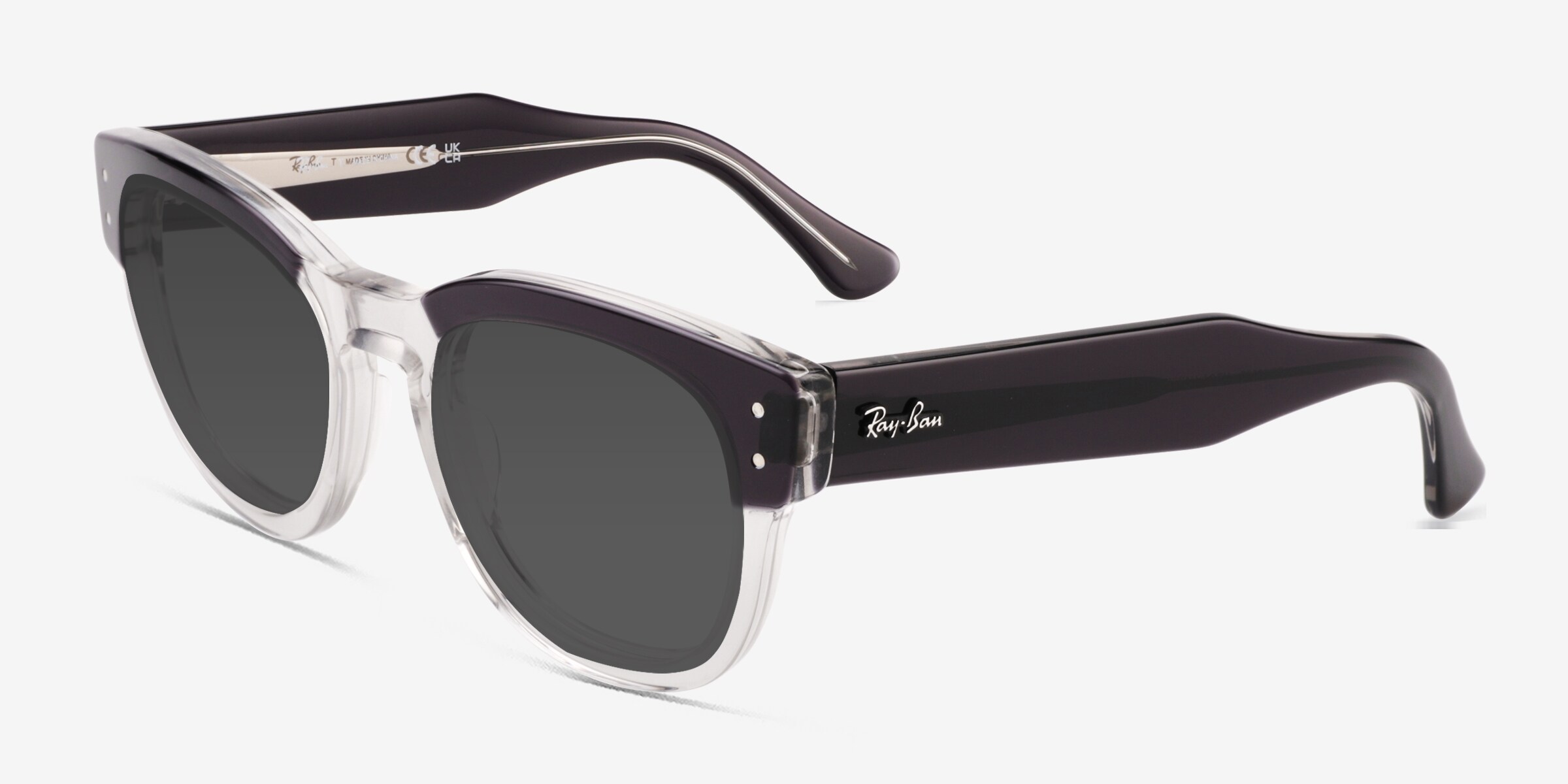 Ray-Ban Mega Hawkeye Sunglasses RB0298S black Transparent Frame Gray Lenses Ray-Ban RB0298S Mega Hawkeye - Square Black Frame  main image 3