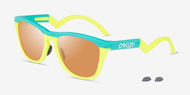 Oakley OO9289 Frogskins Tm Green Yellow PlasticSunglass Frames from EyeBuyDirect, Angle View
