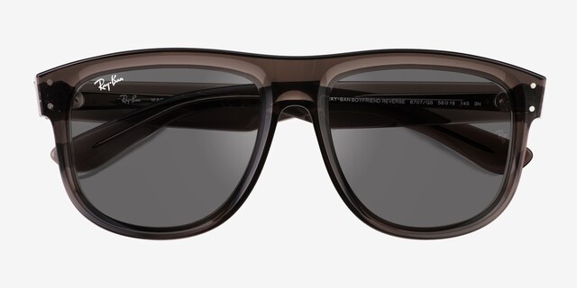Ray-Ban Boyfriend Reverse Transparent Dark Gray AcetateSunglass Frames from EyeBuyDirect, Closed View