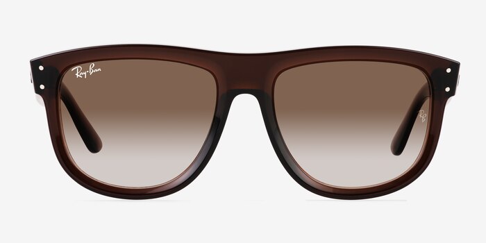 Ray-Ban Boyfriend Reverse Transparent Brown Acetate Sunglass Frames from EyeBuyDirect