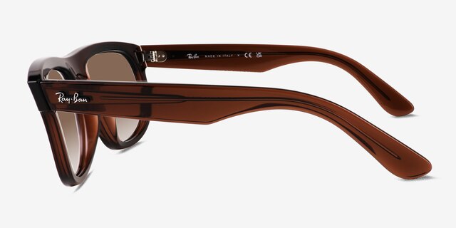 Ray-Ban Boyfriend Reverse Transparent Brown AcetateSunglass Frames from EyeBuyDirect, Side View