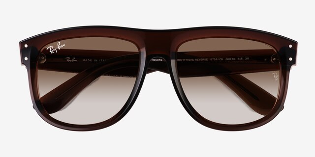 Ray-Ban Boyfriend Reverse Transparent Brown AcetateSunglass Frames from EyeBuyDirect, Closed View