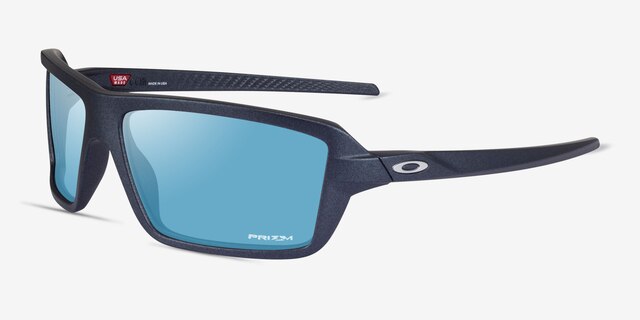 Oakley Cables Matte Blue PlasticSunglass Frames from EyeBuyDirect, Angle View