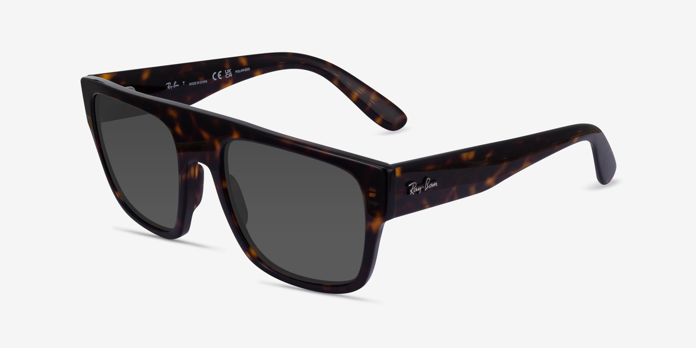Ray-Ban Black Frame Sunglasses with Brown Gradient Lenses Matte Black Wrap Around TR90 Rectangle Gradient Sunglasses  main image 3