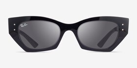 Ray-Ban RB4430 Zena Shiny Black Éco-responsable Soleil de Lunette de vue d'EyeBuyDirect, Vue de Face