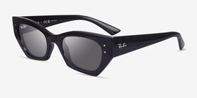 Ray-Ban RB4430 Zena Shiny Black Éco-responsable Soleil de Lunette de vue d'EyeBuyDirect, Vue d'Angle