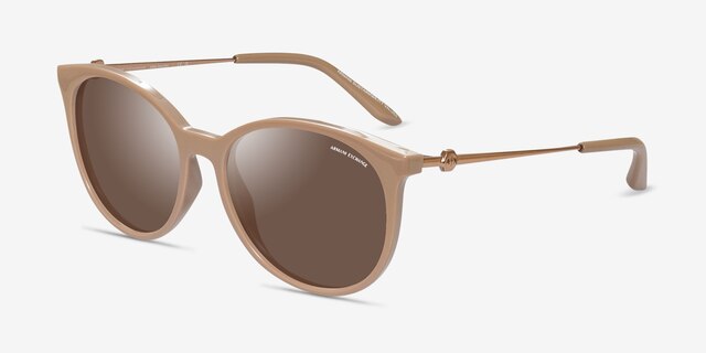 Armani Exchange AX4140S Shiny Brown AcétateSoleil de Lunette de vue d'EyeBuyDirect, Vue d'Angle