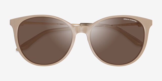Armani Exchange AX4140S Shiny Brown AcétateSoleil de Lunette de vue d'EyeBuyDirect, Vue Rapprochée