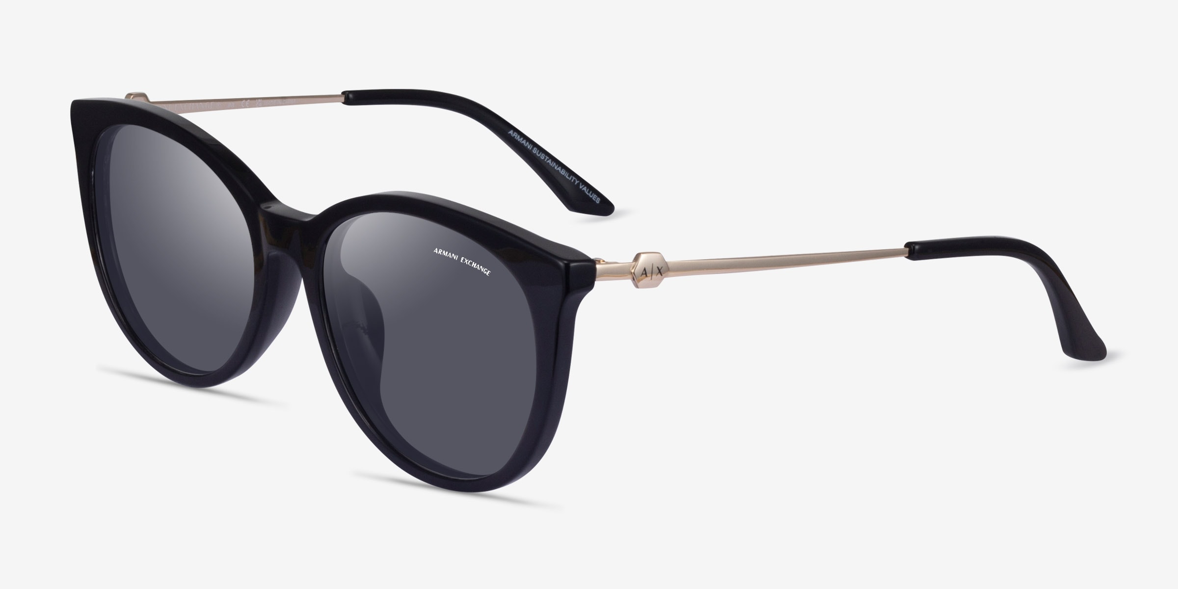 areyoulady　黒 Armani Exchange AX4140SF - Cat Eye Shiny Black Frame Prescription