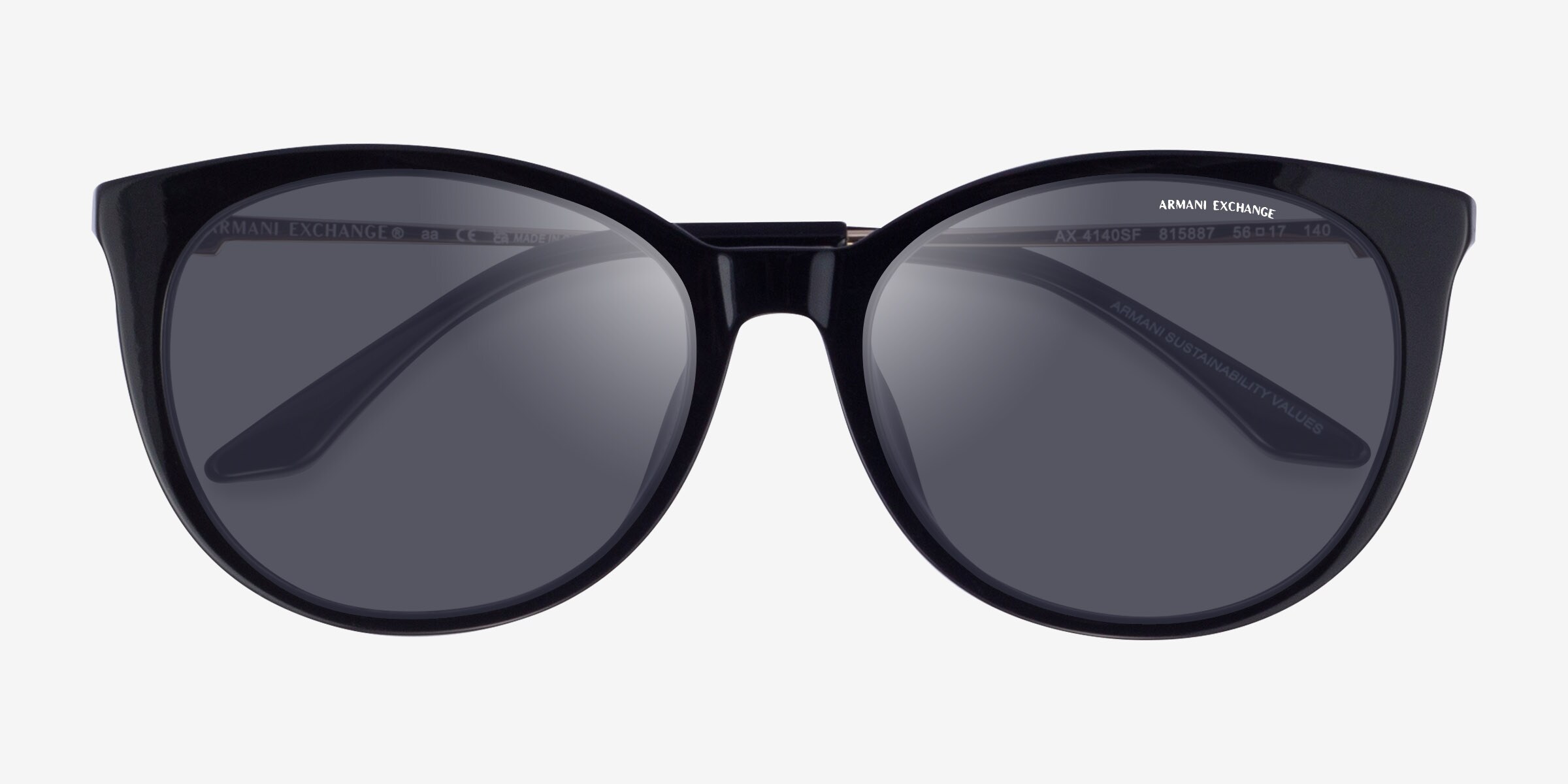 Armani Exchange AX4140SF - Cat Eye Shiny Black Frame Prescription