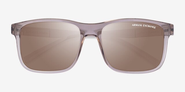 Armani Exchange AX4145S Shiny Transparent Brown Eco-friendlySunglass Frames from EyeBuyDirect, Closed View