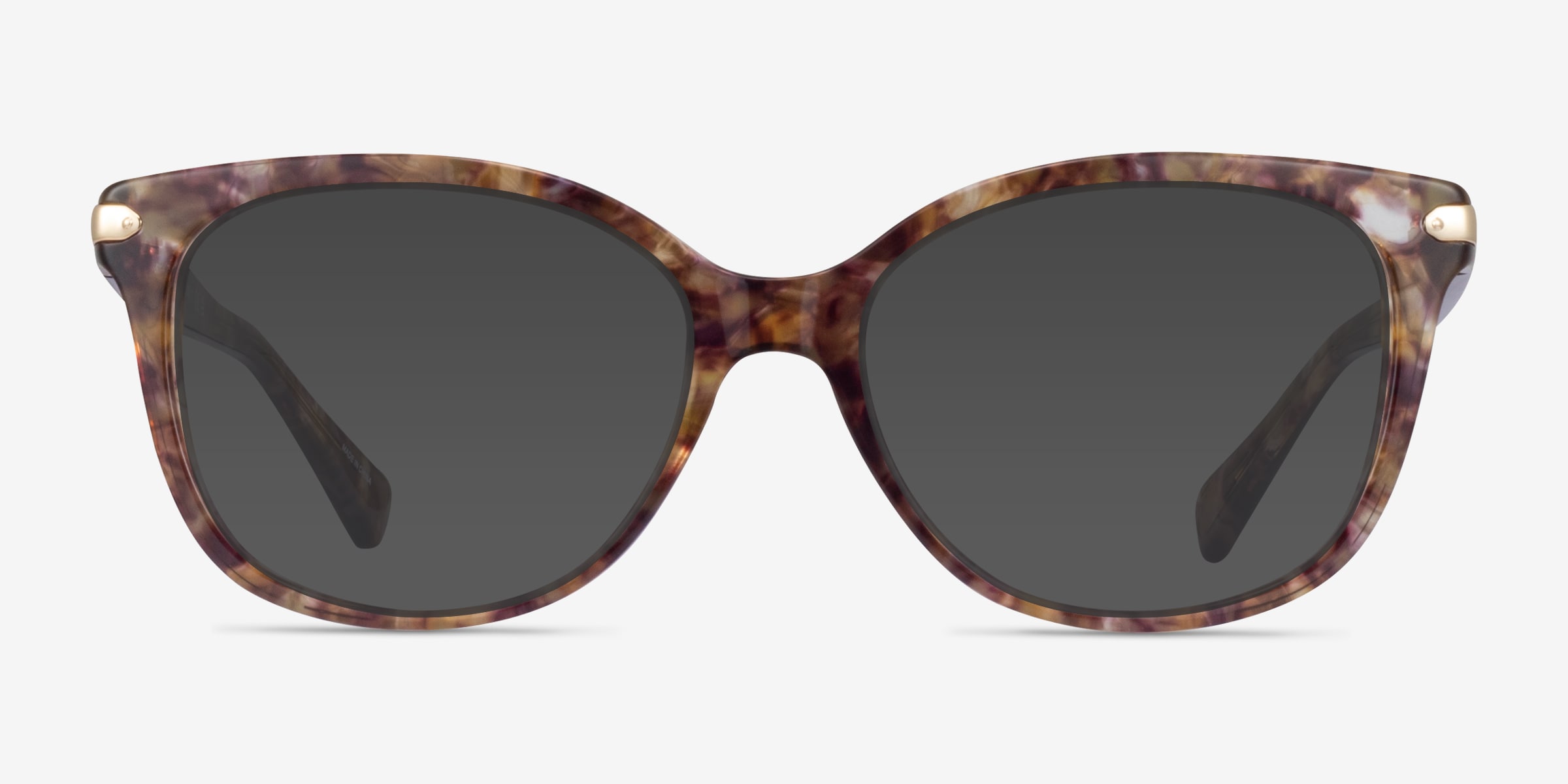Coach Purple Tortoiseshell Cat-Eye Sunglasses with Gray Lenses Coach HC6260U - Cat Eye Purple Tortoise Frame Glasses For  main image 4